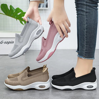 Baskets compensées en mesh respirant pour femme